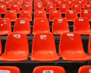 Empty bleachers.