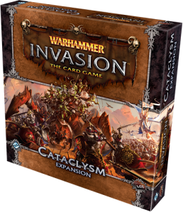 The box of the Cataclysm expansion for the Warhammer Invasion card game.