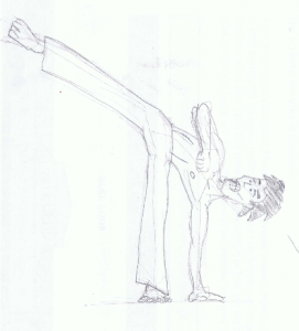 Drawing of a capoerista by Rob Farquhar